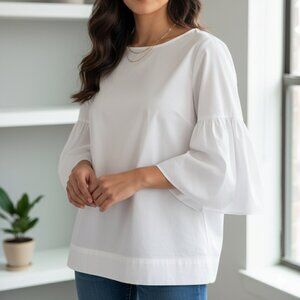 Ralph Lauren Boat Neck Bell Sleeve White Blouse